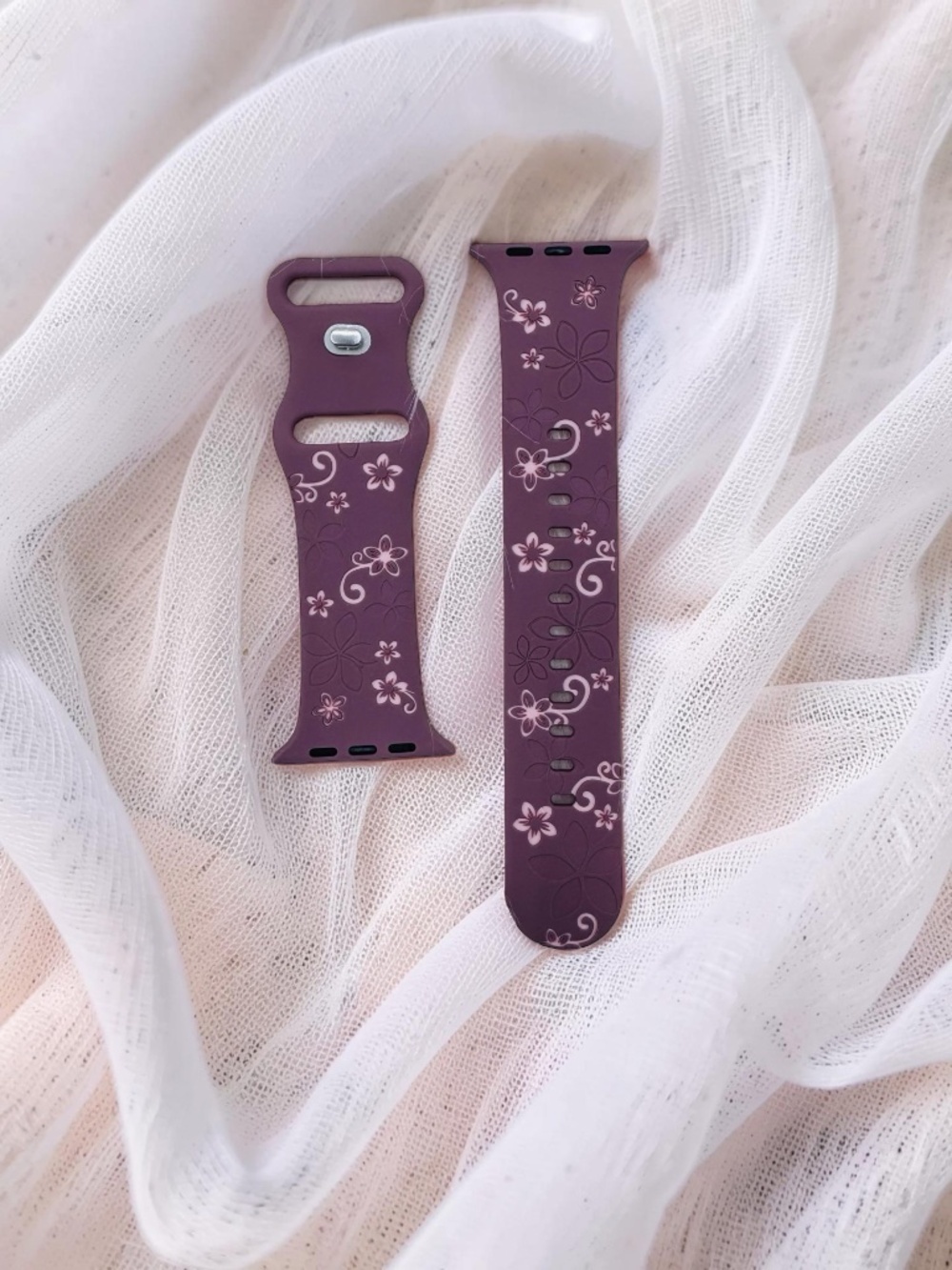 New Floral Design Apple Watch Bands 38mm / 40mm / 41mm Purple Mauve - Picture 2 of 4